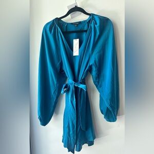 Strut & Bolt, Teal Long Sleeve Tie Waist Mini Dress, Size M | 2200